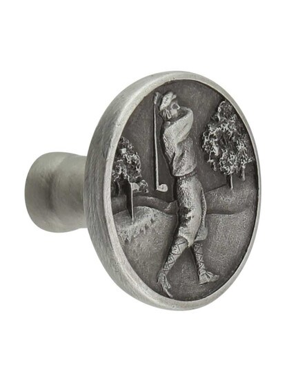 Gentleman Golfer Cabinet Knob in Antique Pewter.